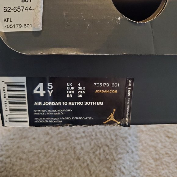 Jordan Retro 10 size 4.5 Big Kids - Picture 6 of 6